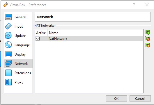 VirtualBox Preferences Network