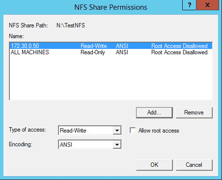NFS Share Permissions