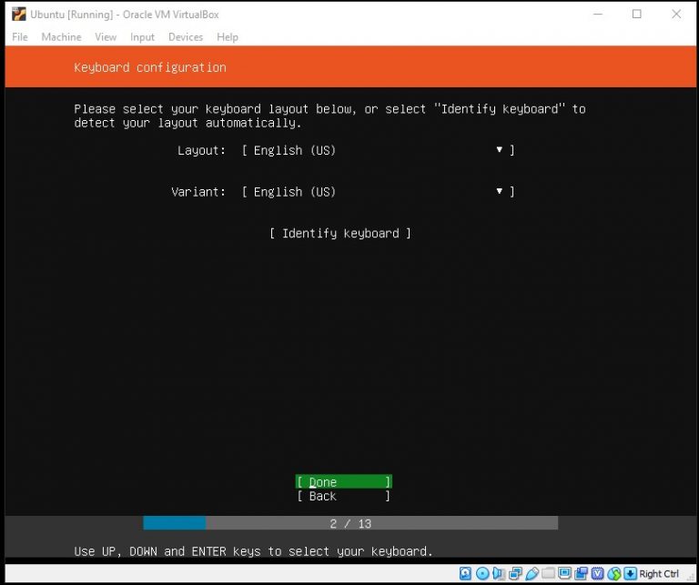 install linux server on virtualbox