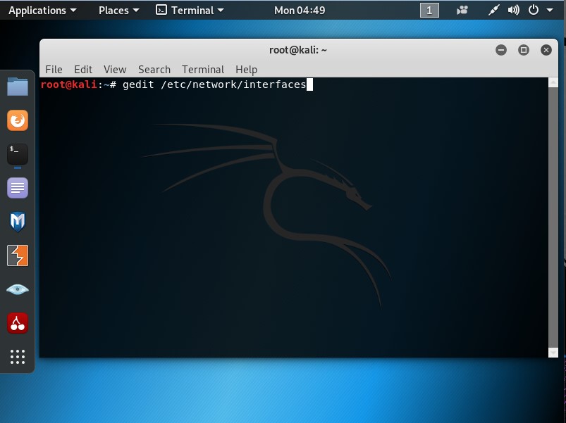 Kali Linux Terminal with command